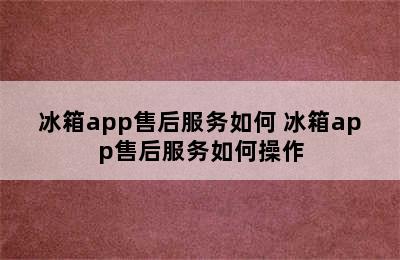 冰箱app售后服务如何 冰箱app售后服务如何操作